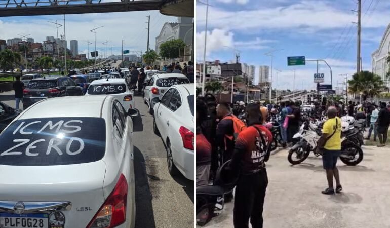 Motoristas por app protestam contra ICMS em Salvador
