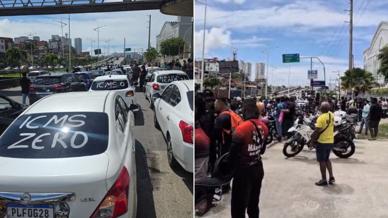 Motoristas por app protestam contra ICMS em Salvador